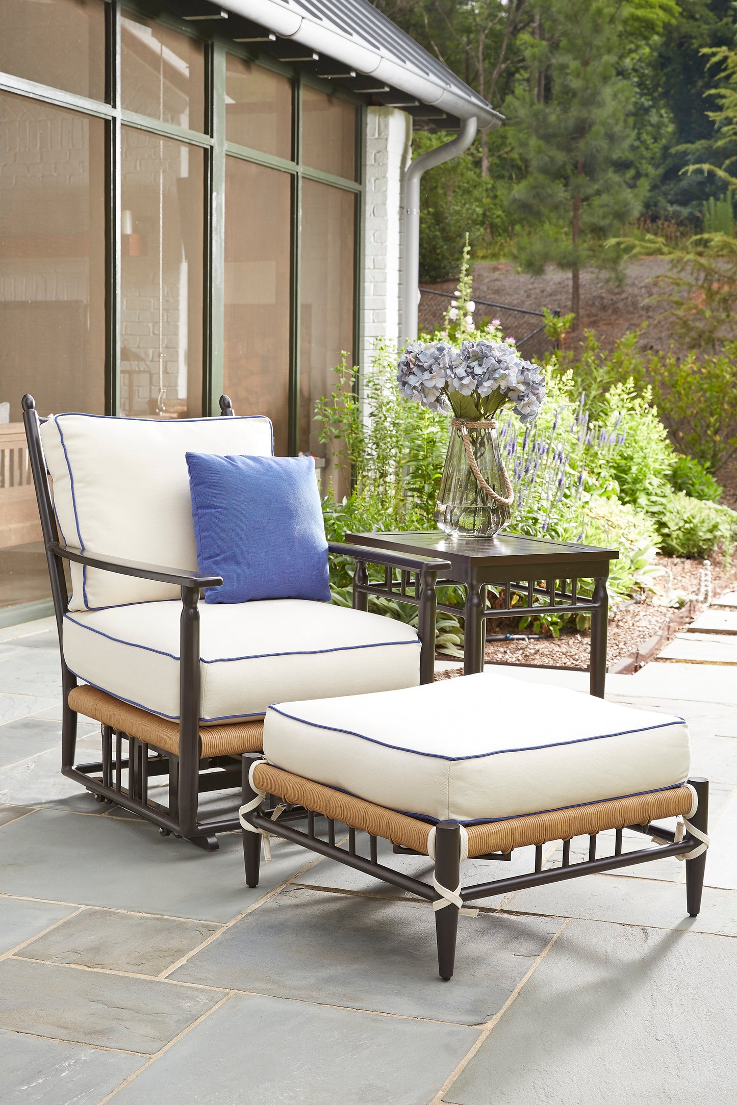 Lloyd Flanders Low Country Ottoman in Natural Finish