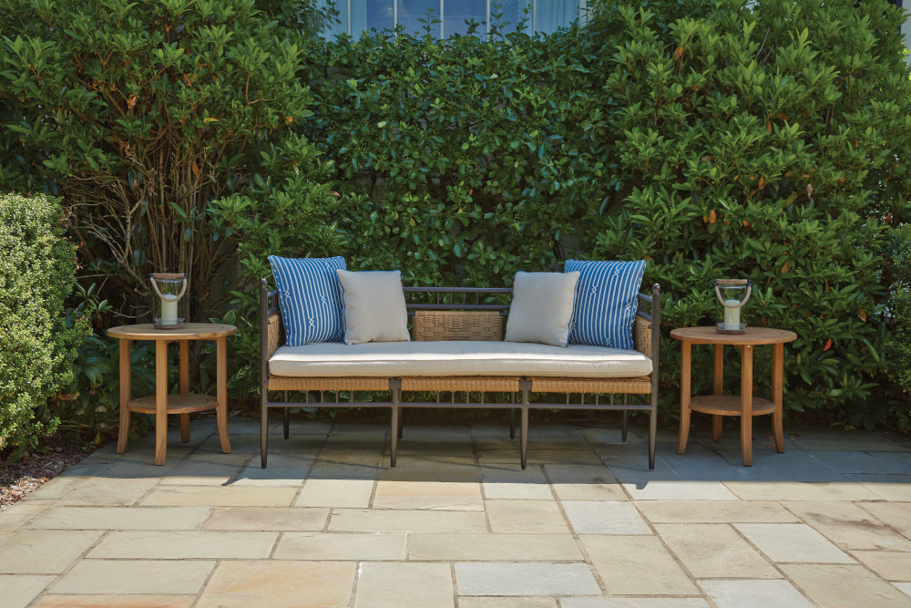 Lloyd Flanders Low Country 3-Seat Garden Bench in Natural Finish