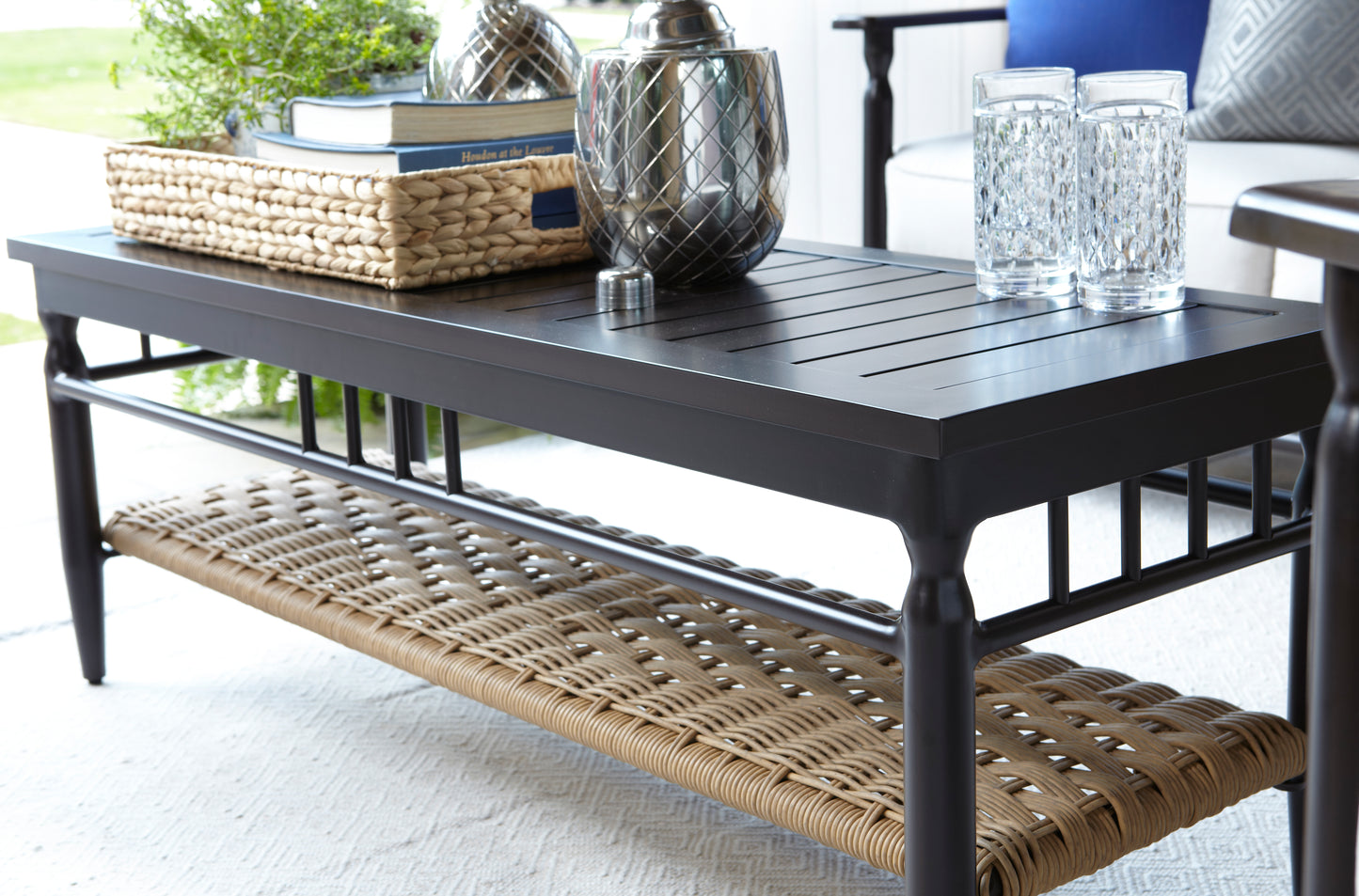 Lloyd Flanders Low Country 49" Rectangular Cocktail Table in Natural Finish