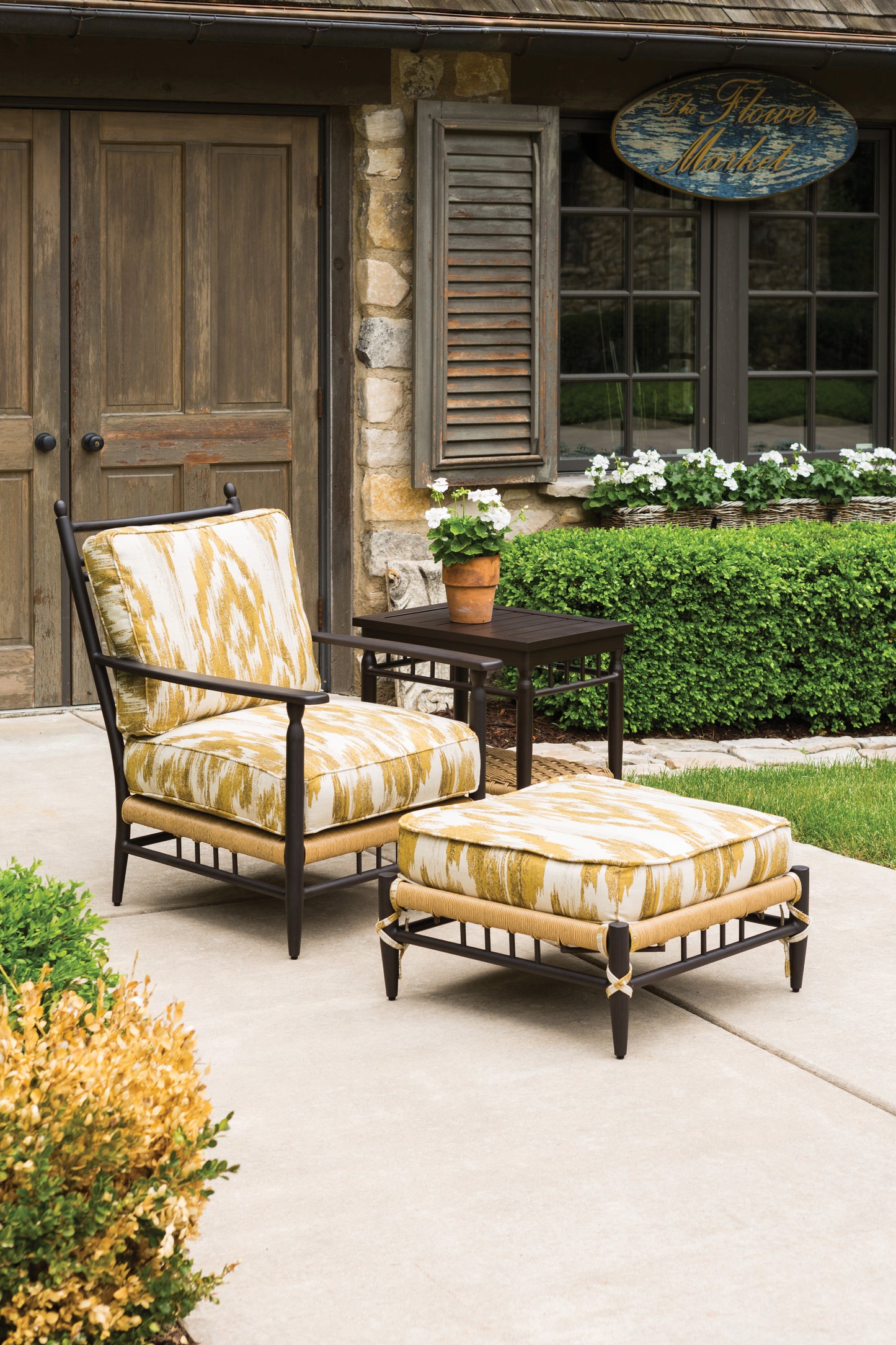 Lloyd Flanders Low Country Ottoman in Natural Finish