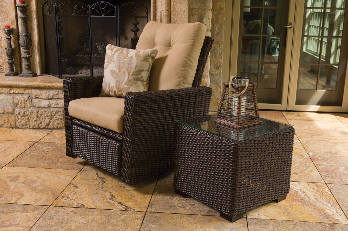 Lloyd Flanders Mesa 22" Square Cube End Table in Pecan Finish