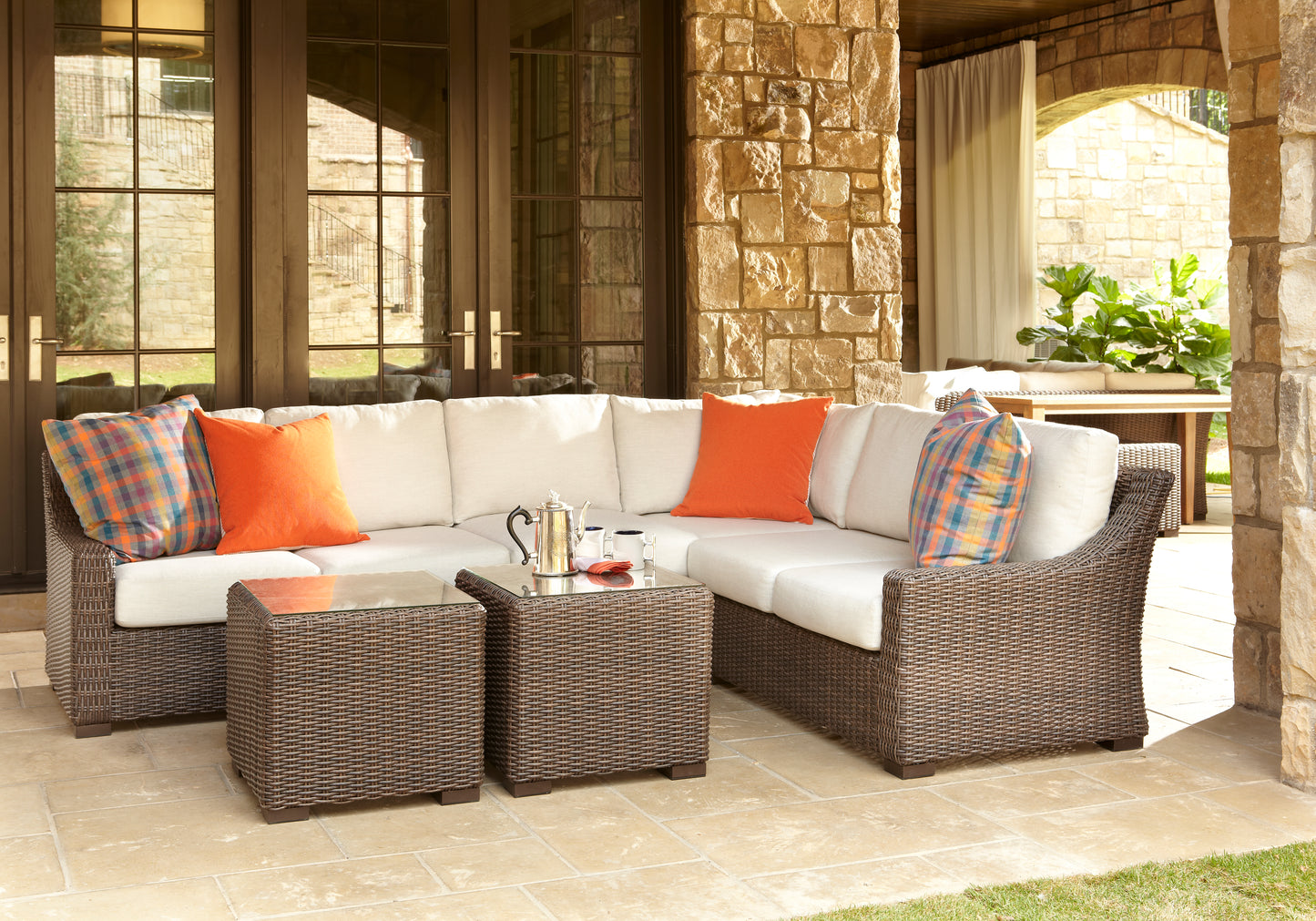Lloyd Flanders Mesa Armless Sectional in Pecan Finish